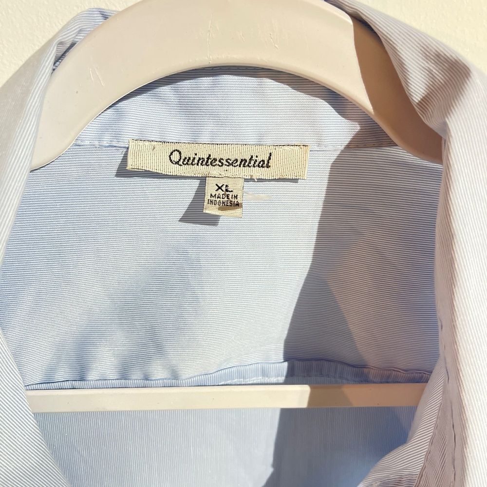 Quintessential blue pink stripe button down blouse - Picture 4 of 14